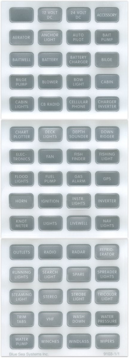 Blue Sea Systems Label Kit Dc H2o Compact Gray