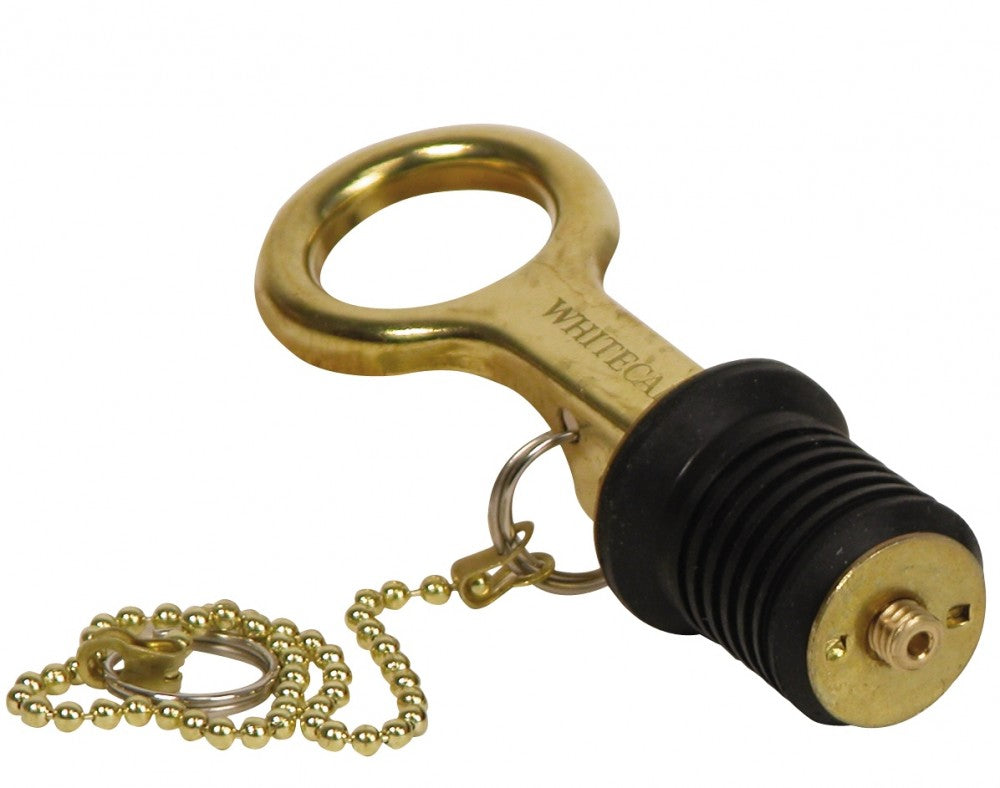 Whitecap 1' Brass Bailer Plug - Lever/8' Cha