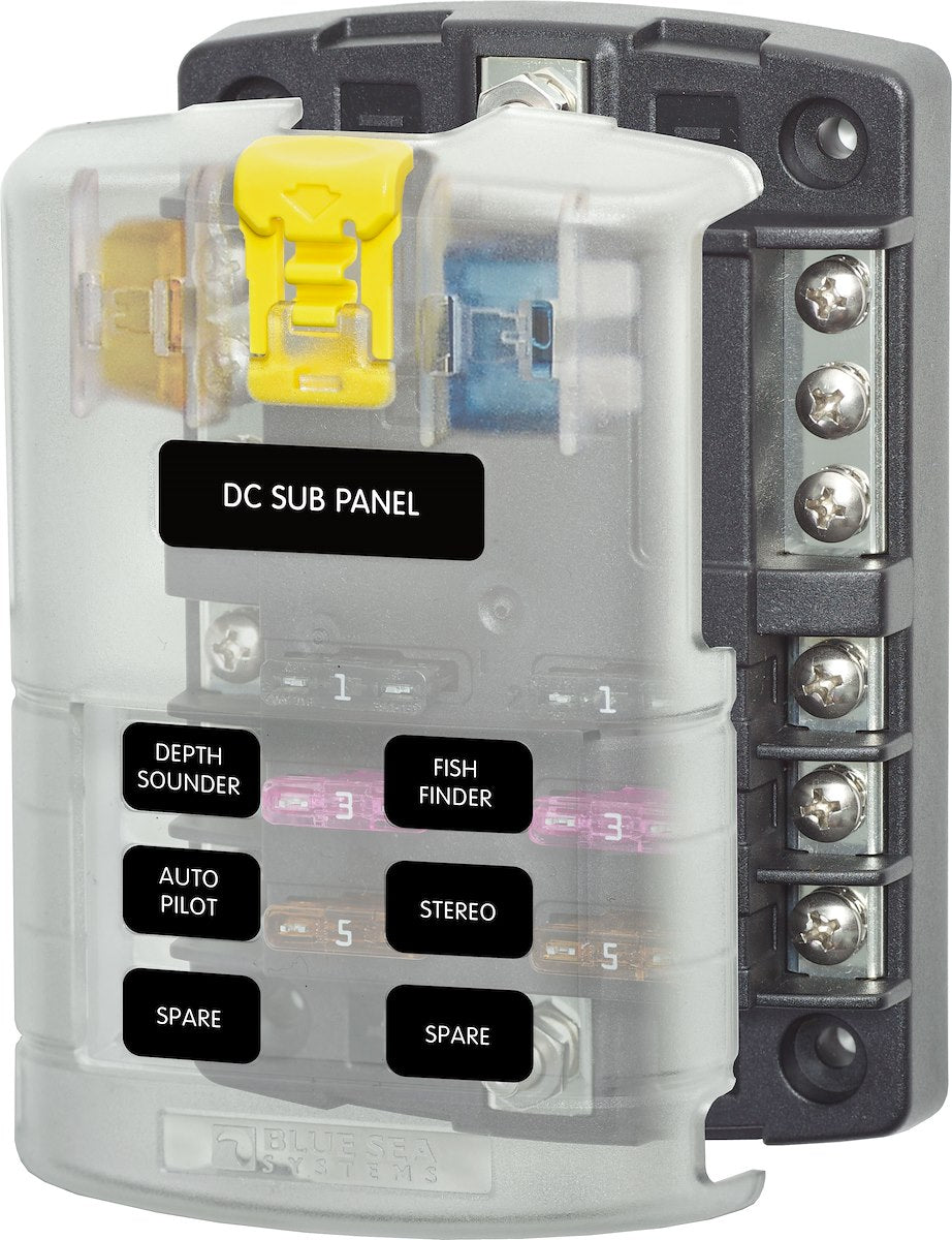 Blue Sea Systems Fuse Block Stblade 6circ W/Gnd/Cvr