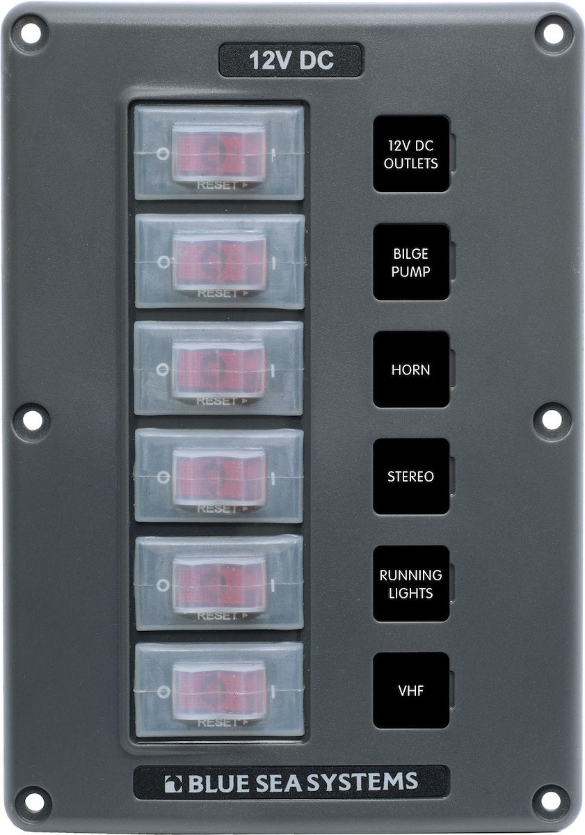 Blue Sea Systems Panel Switch H2o Cb 6pos Gray