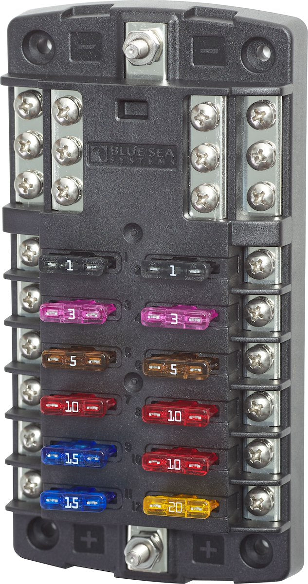 Blue Sea Systems Fuse Block Stblade 12circ W/Gnd