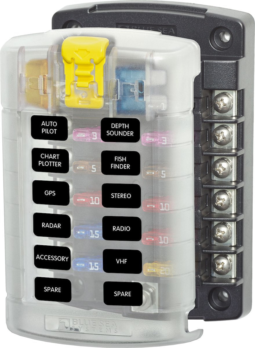 Blue Sea Systems Fuse Block Stblade 12circ W/Cvr