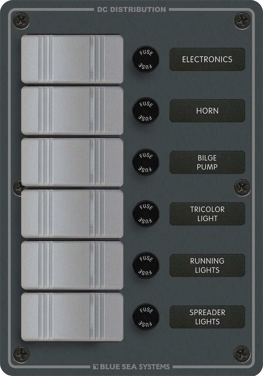 Blue Sea Systems Panel H2o 12vdc Agc 6pos V