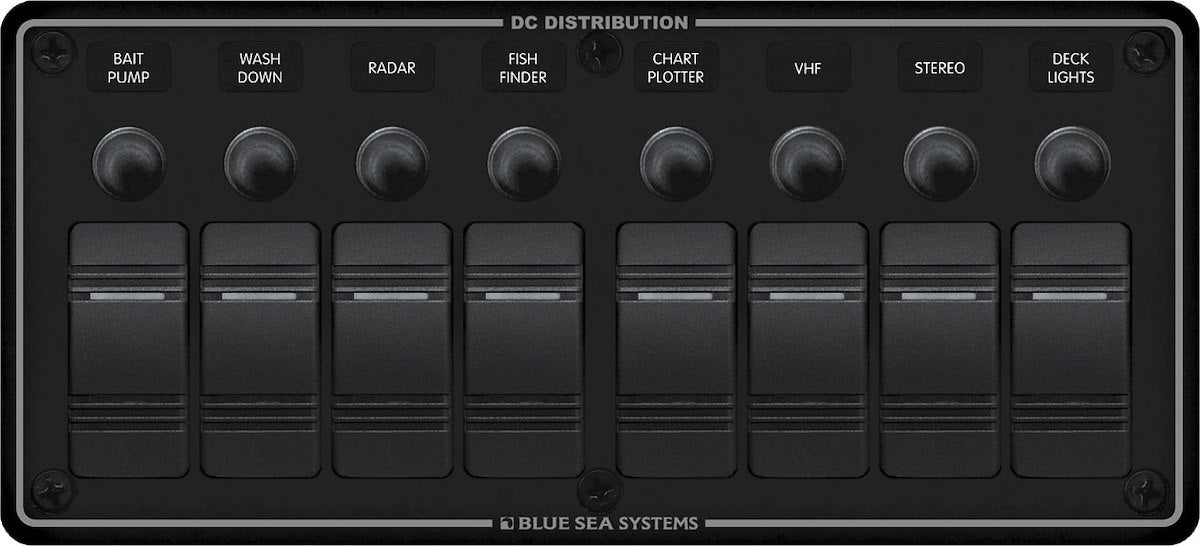 Blue Sea Systems Panel H2o 12vdc Clb 8pos Blk H