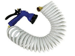 Whitecap White Coiled Hose W/Nozzle - 15'